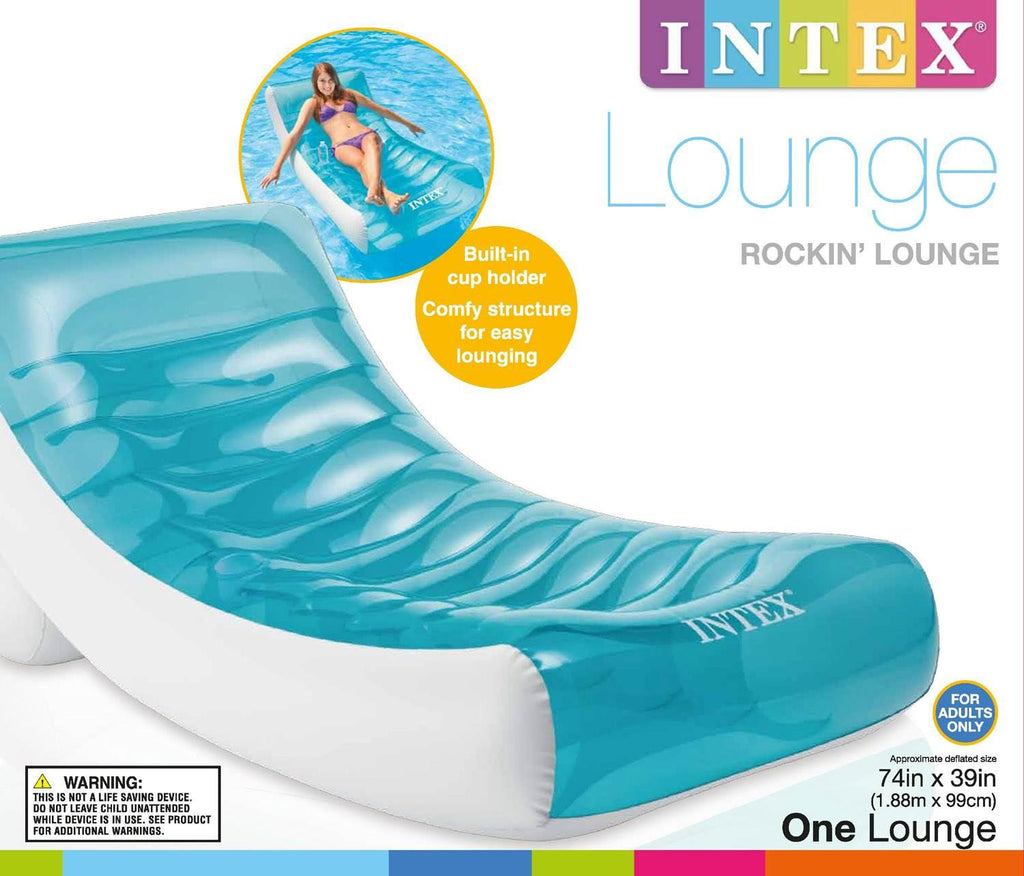 Inflatable Rockin Lounge Pool Floating Raft Chair with Cupholder (3 Pack)