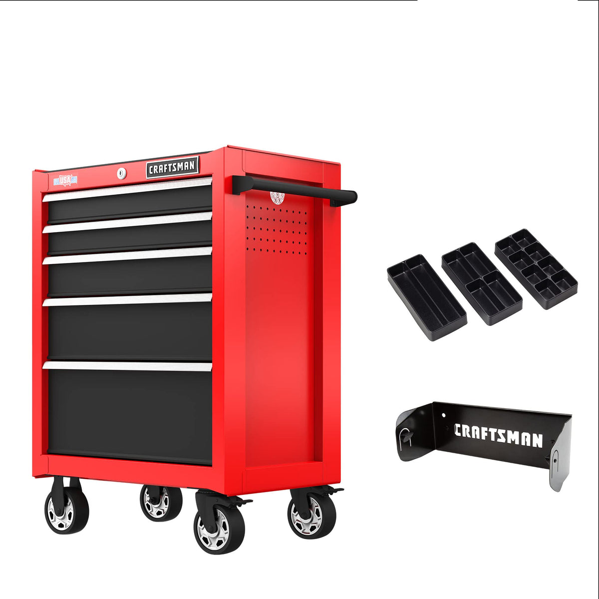 Rolling Tool Chest, 26-inch, 5-Drawer, Workshop Tool Storawith Wheels (CMST32752RB)
