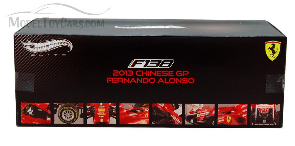 Ferrari F1 F138 Fernando Alonso China GP 2013 Elite Edition 1/18 Diecast Car Model by Hotwheels