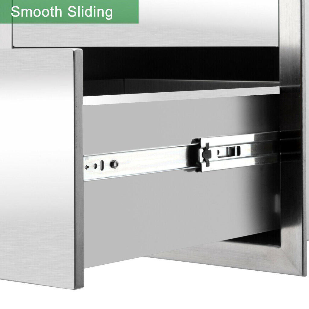 Steel 3-Layer Flush Mount StoraDrawers for BBQ Patio Grill Station