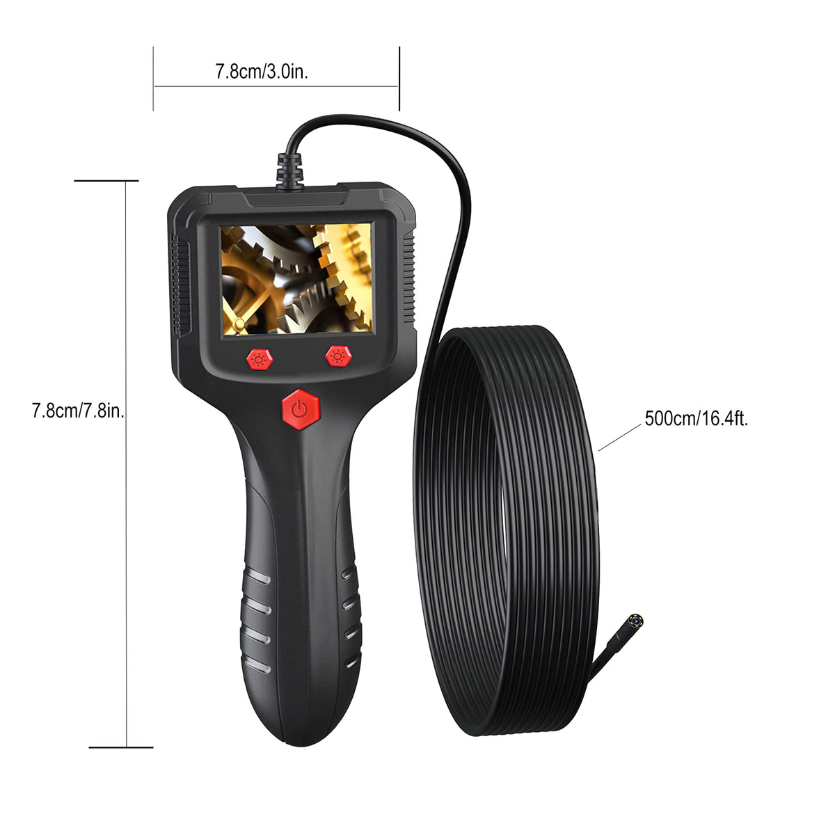 Borescope Endoscope Inspection Camera With 6 Led Lights, Handheld Sewer Endoscope Camera Screen Borescope Portable Snake Camera With 16.4FT