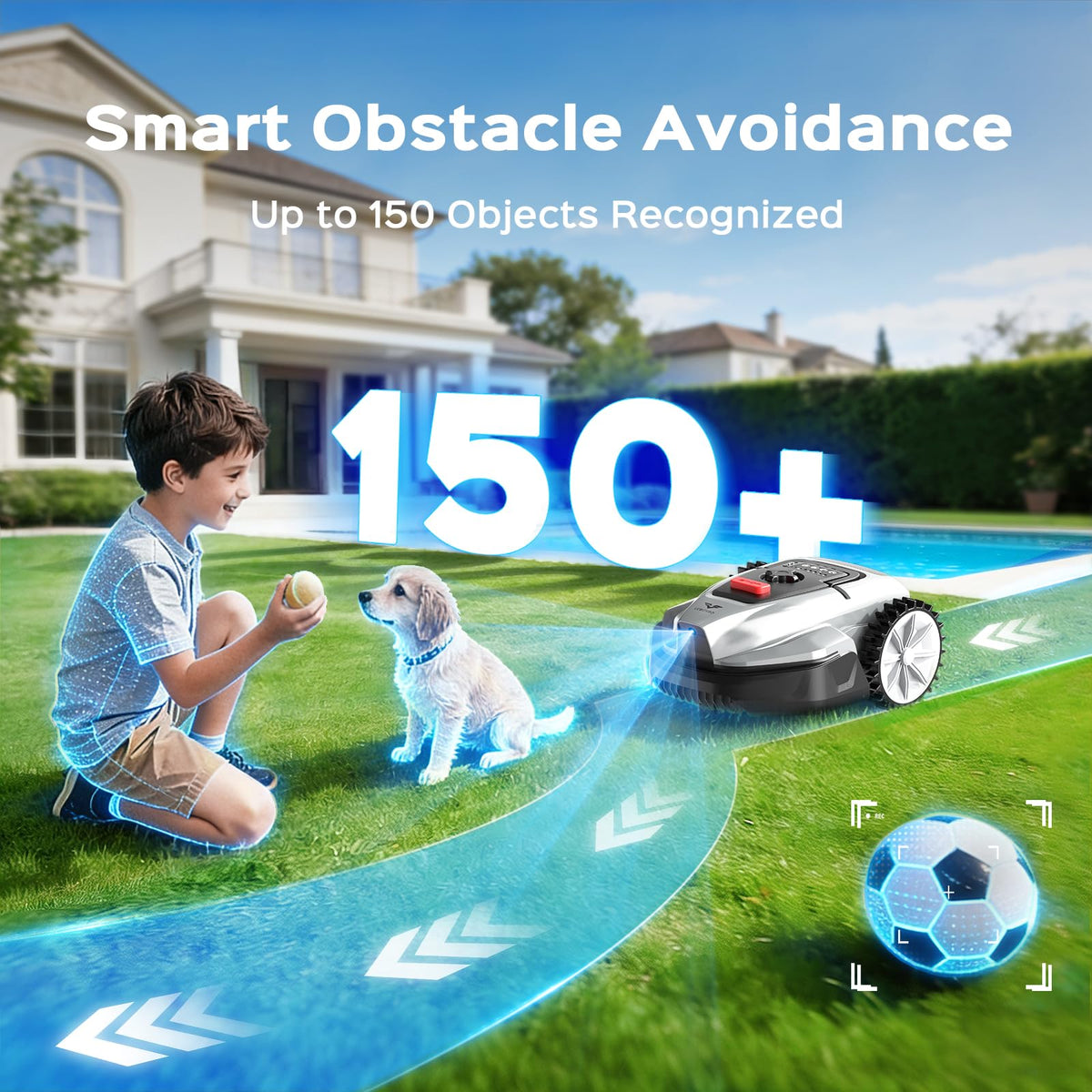 2026  V3 Robotic Lawn Mower, AI Vision Recognition Robot Lawn Mower with APP Control, Low-Noise Operation, Adjustable Cutting Height, No-Go Zones, for Small Lawns Up to 1600 Sq.Ft.