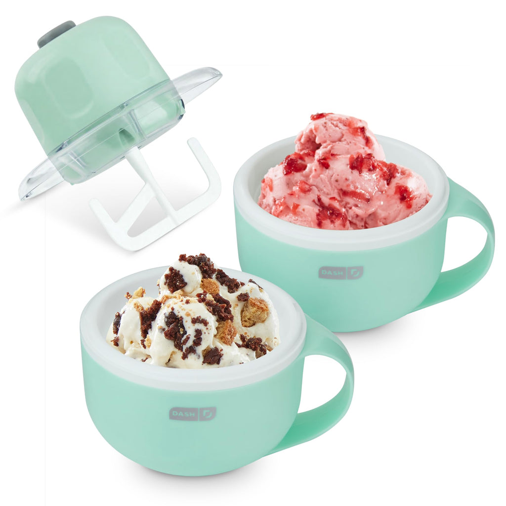 My Mug Ice Cream Maker 2 Pack Bundle | Electric Countertop Soft Serve Ice Cream Machine, 2 Single Serve Half-Pint Freezer Mugs with Ingredient Chute & Recipe Guide, Compact, Aqua