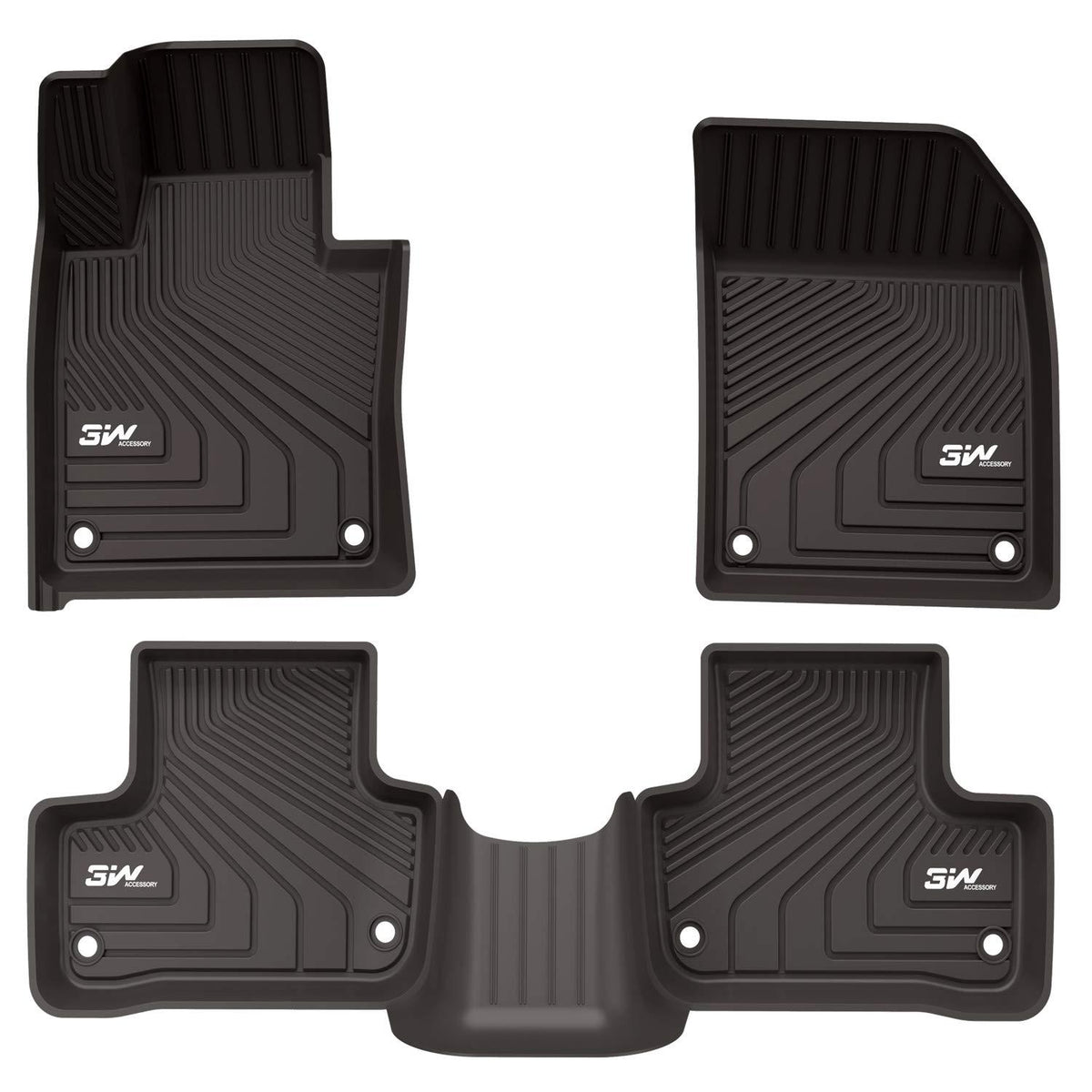 3W Floor Mats for Volvo XC60 (2018-2020) - Front&amp;Rear 2 Rows TPE All Weather Heavy Duty Custom Fit T5 T6 Momentum Floor Liner (Not for Hybrid), Black