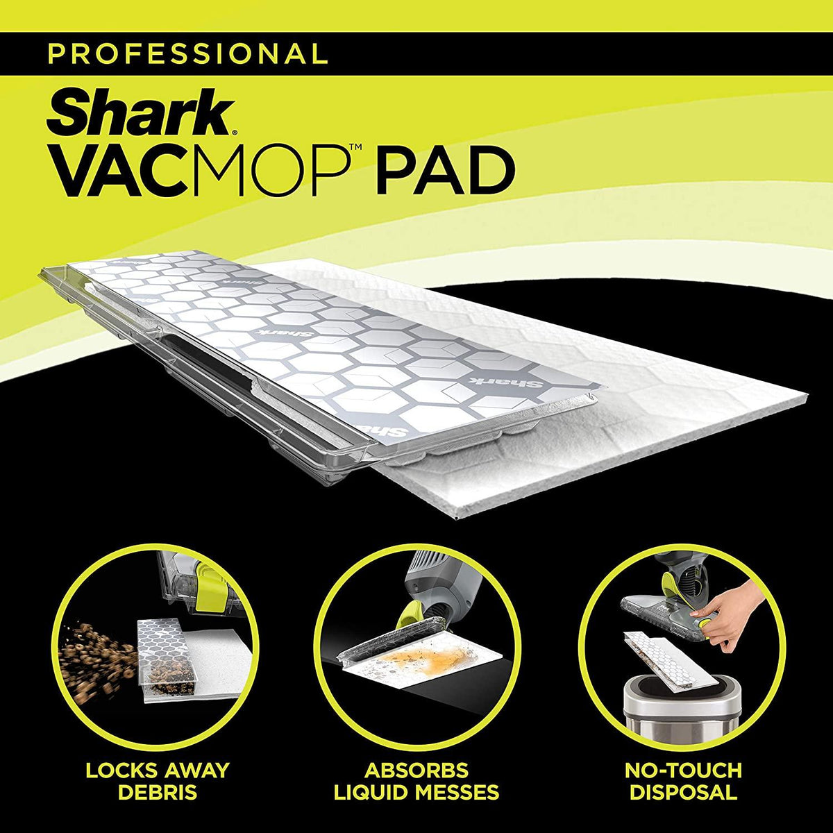 Shark VM252P10 VACMOP Pro Cordless Hard Floor Vacuum Mop with LED Headlights, 12 Disposable Pads &amp; 12 oz. Cleaning Solution, Charcoal Gray
