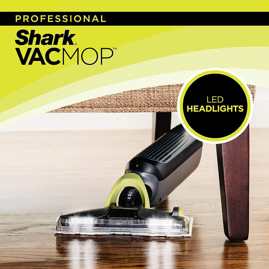 Shark VM252 VACMOP Pro Cordless Hard Floor Vacuum Mop with LED Headlights, 4 Disposable Pads &amp; 12 oz. Cleaning Solution, Charcoal Gray