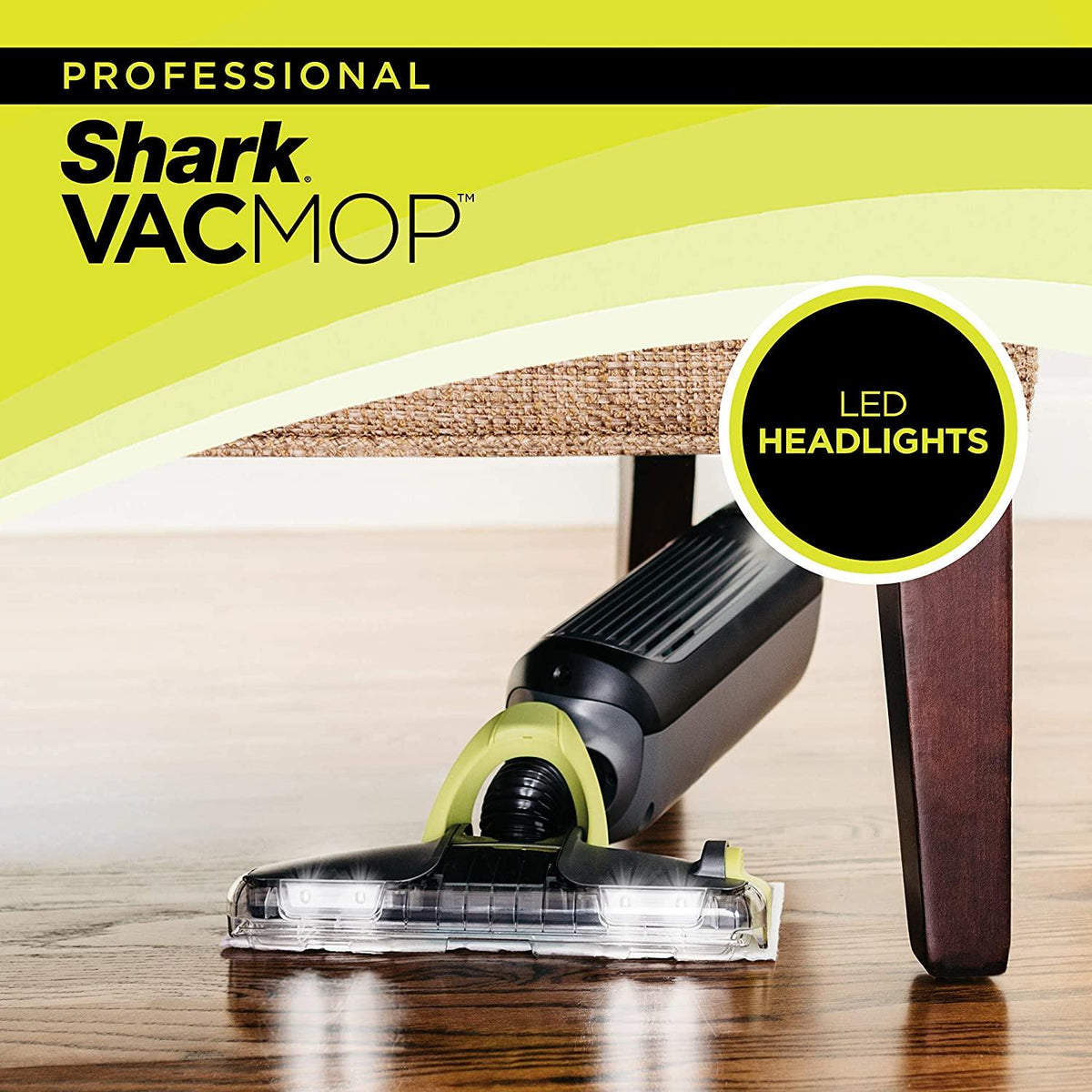 Shark VM252 VACMOP Pro Cordless Hard Floor Vacuum Mop with LED Headlights, 4 Disposable Pads &amp; 12 oz. Cleaning Solution, Charcoal Gray