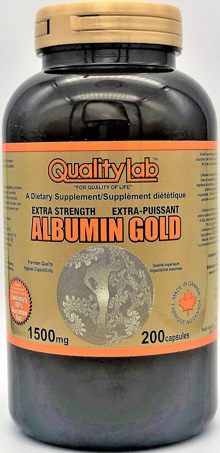 Qualitylab Albumin Gold 1500 mg 200 Capsules (Made in Canada)