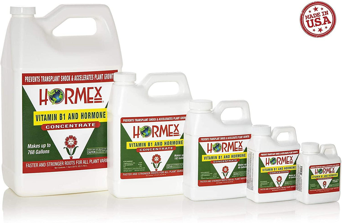 hormex vitamin b1 rooting hormone concentrate | prevents transplant shock | accelerates growth | stimulates roots | for all plant varieties and grow mediums including hydroponics (128 oz)