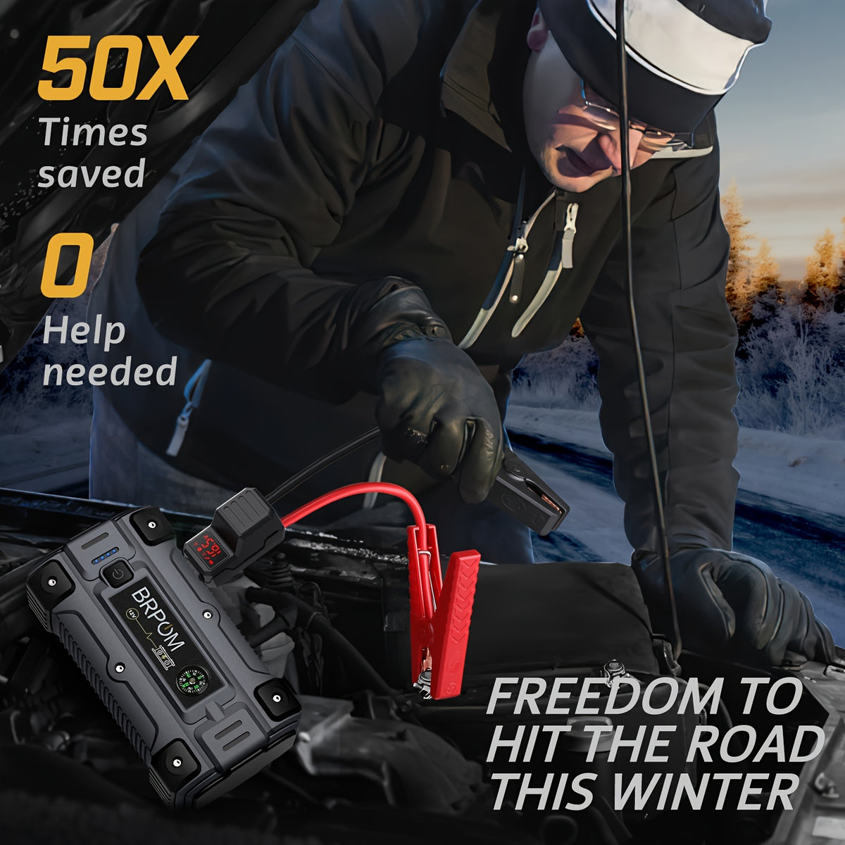 Car Jump Starter, 4000A Peak (Up To All Gas Or 2.64gal Diesel Engine, 50 Times) 12V Auto Booster Battery With  Charger Smart Jump Cables