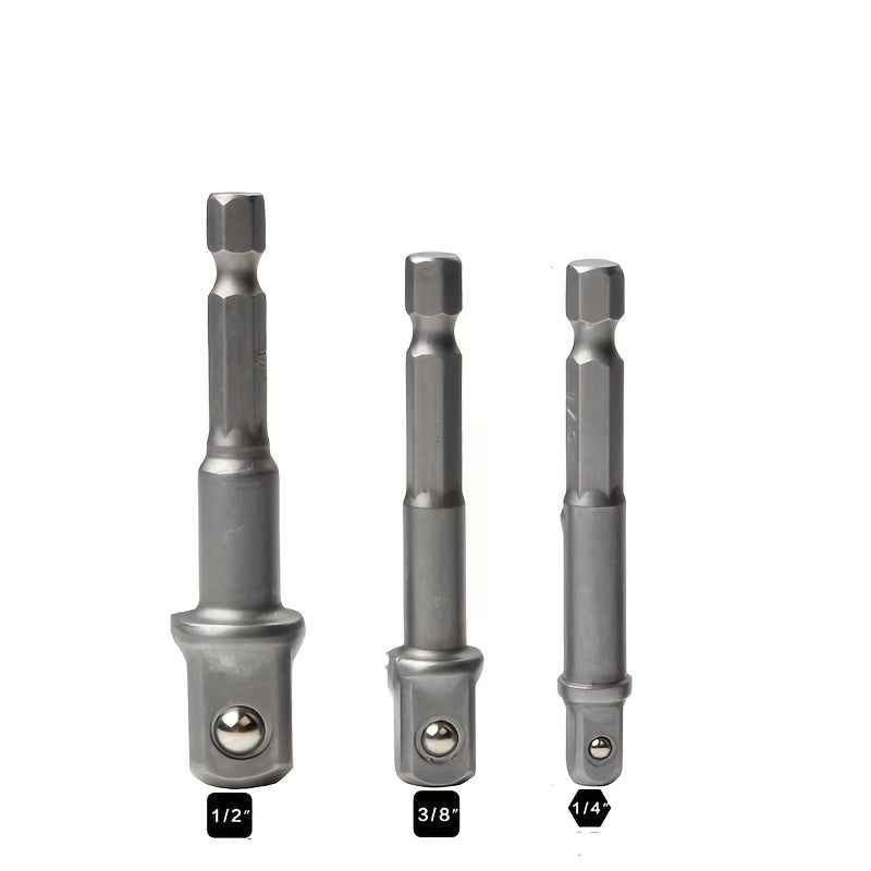 1/4" 3/8" 1/2" Drive 1/4" Hex Shank Conversion Joint Extension Rod Electric Drill Socket Joint Rod 3pcs/6pcs
