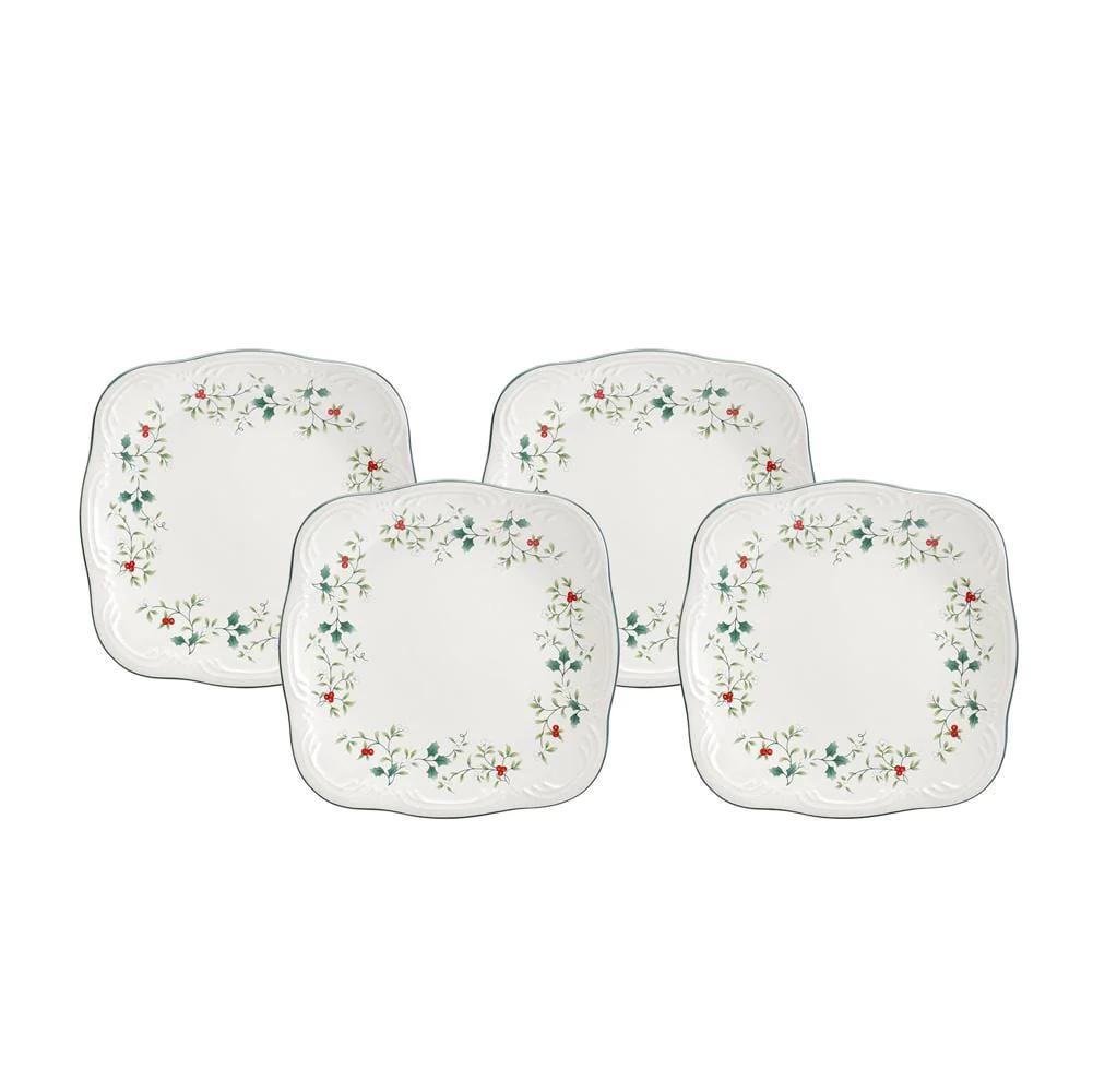 WinterberrySet of 4 Square Salad Plates