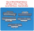 500 Pcs CLIP-ON Wheel Weight  MC Type 1.25 1.1/4oz  35g Total 625.00oz
