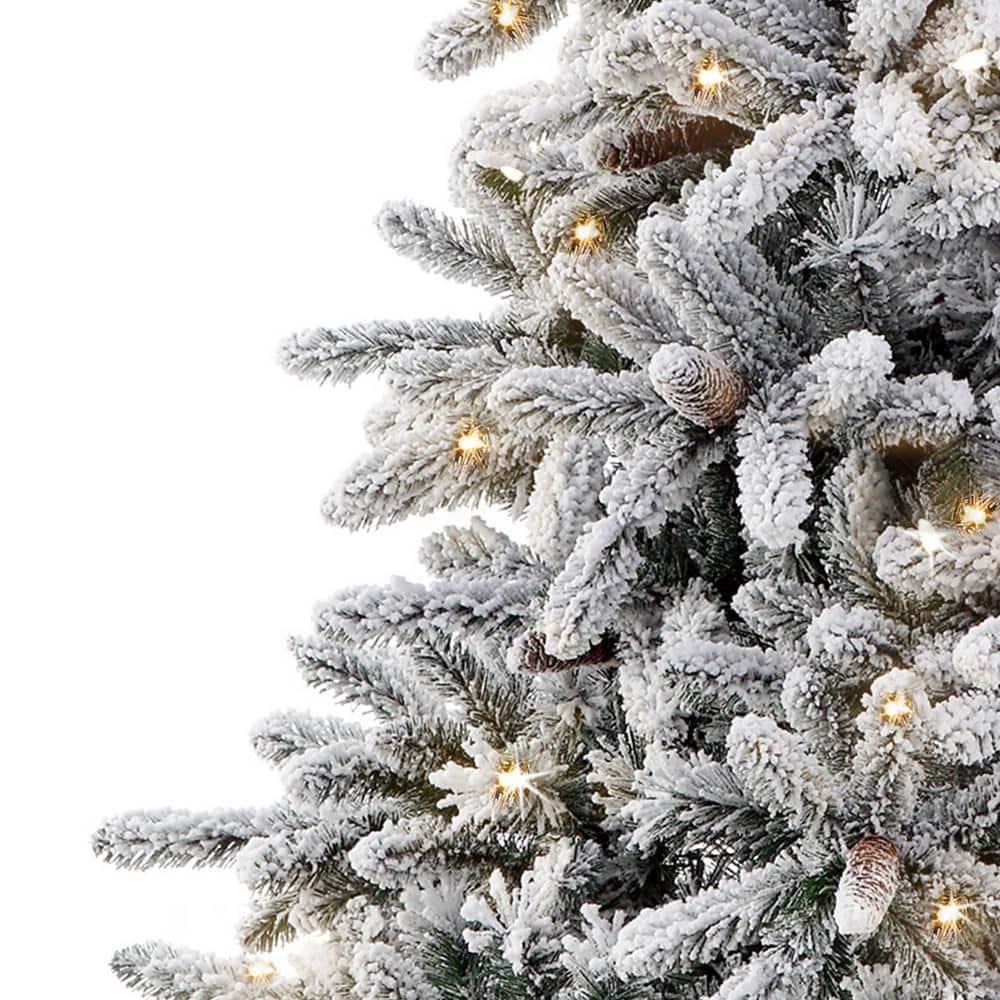 6.5 ft. Pre-lit Flocked Bennington Fir Artificial Christmas Tree with 350 UL-Listed Lights