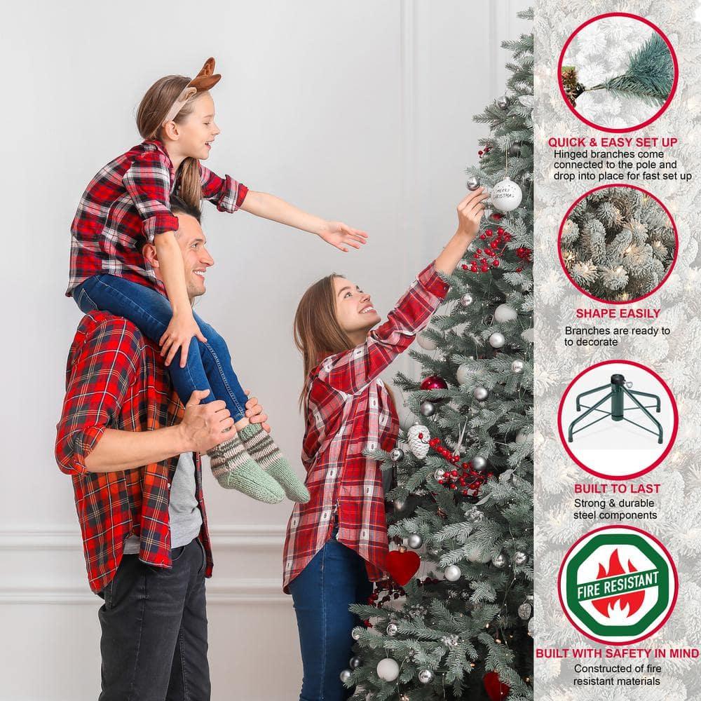 6.5 ft. Pre-lit Flocked Bennington Fir Artificial Christmas Tree with 350 UL-Listed Lights