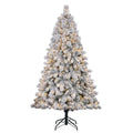 Home HeritaCascade 7' Pine White Flocked Artificial Prelit Christmas Tree