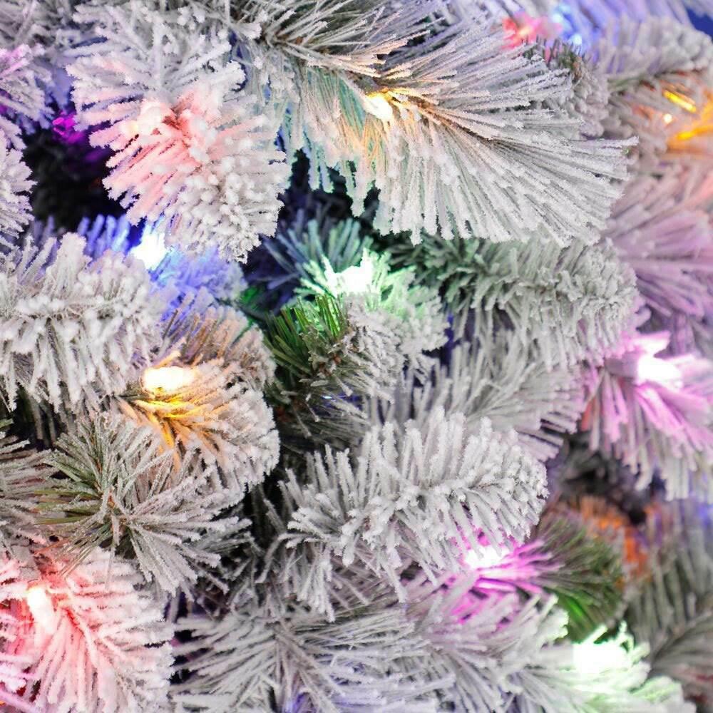 Home HeritaCascade 7' Pine White Flocked Artificial Prelit Christmas Tree
