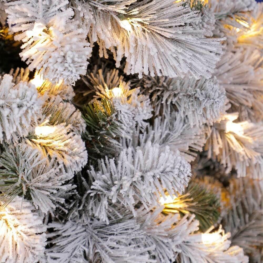 Home HeritaCascade 7' Pine White Flocked Artificial Prelit Christmas Tree