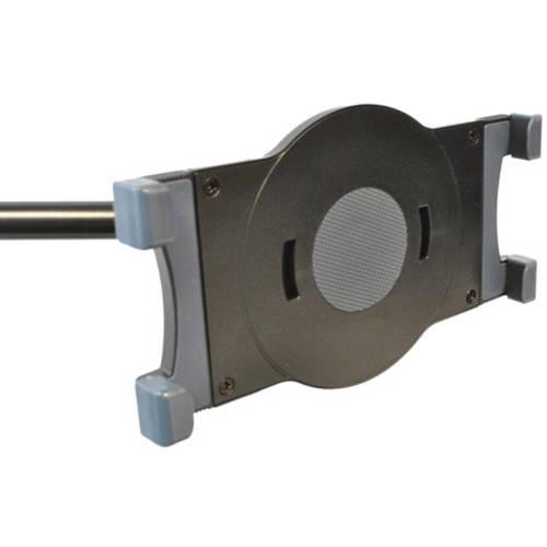 Universal Tablet Holder, Floor Stand on Weighted Round Base, Telescoping Post with L-Extension Arm