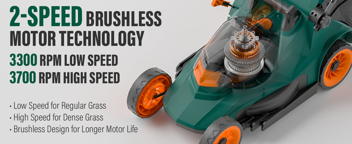 40V Cordless Lawn Mower, 16-Inch Brushless Electric Push Mower with 4.0Ah Battery, Low/High Speed Control, 5-Position Height Adjustment, 40L Grass Bag, Lightweight Mower for Yard/Lawn