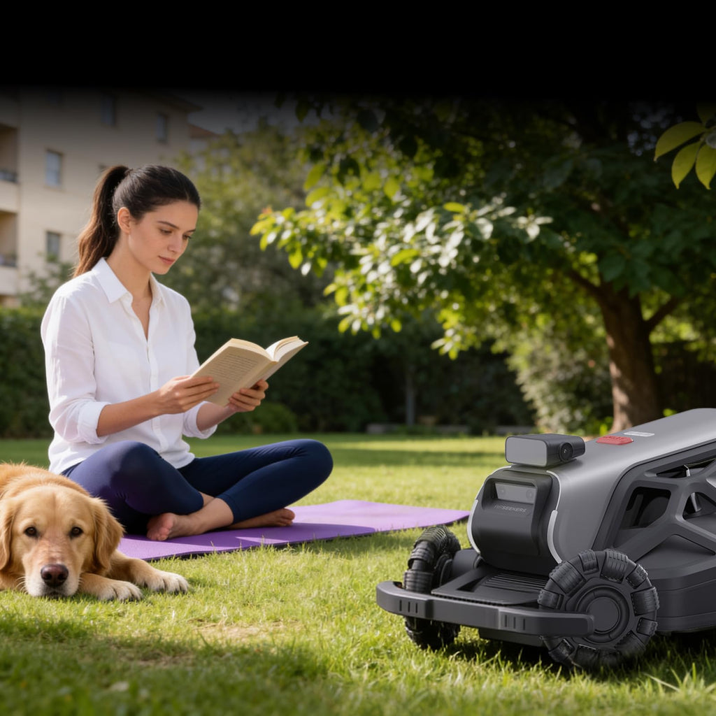 TRON Robot Lawn Mower 1 Acres, NRTK + 5 Vision Wire-Robotic Lawnmowe,AI Obstacle Avoidance, No Perimeter Wire,App Control,Automatic MAPE,65% Slope, All-Terrain Mowing,IPX6 Waterproof