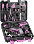Drill Set, 149-Piece Home Tool Set with 12V Pink Cordless Drill, Tool Box, Hand Tool Kits for Women & Men and DIY Enthusiasts, for Home Improvement