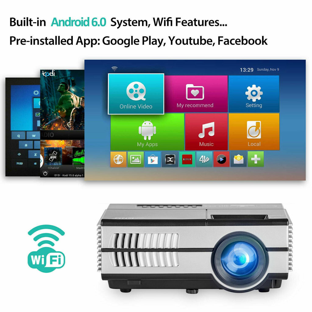 full hd wifi projector smart home theater 1080p netflix youtube tv hdmi usb us
