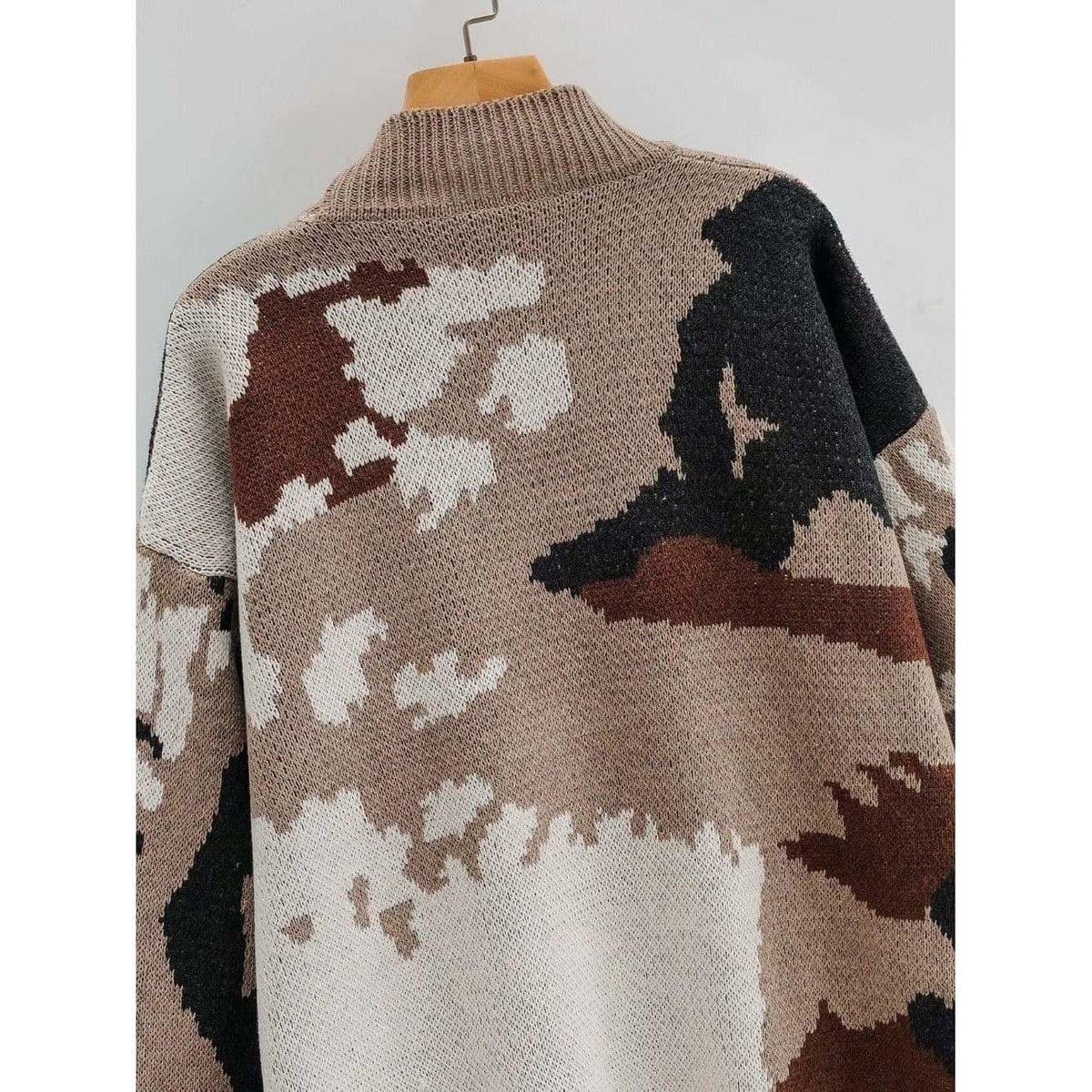 camouflage lazy loose v-neck sweater