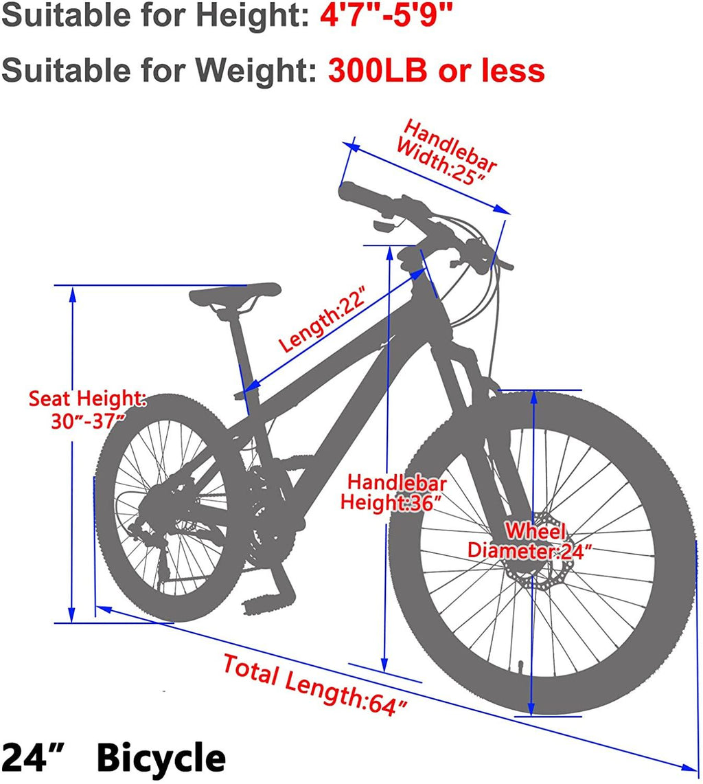 Barbella Mountain Bike Mountain Road Bicycles, 20/24/26/27.5 inch Wheels 7-21 Speed Bike, Aluminum/Steel Frame MTB Bike Double Disc Brake Suspension Fork Bicycle for Mens Womens Adults