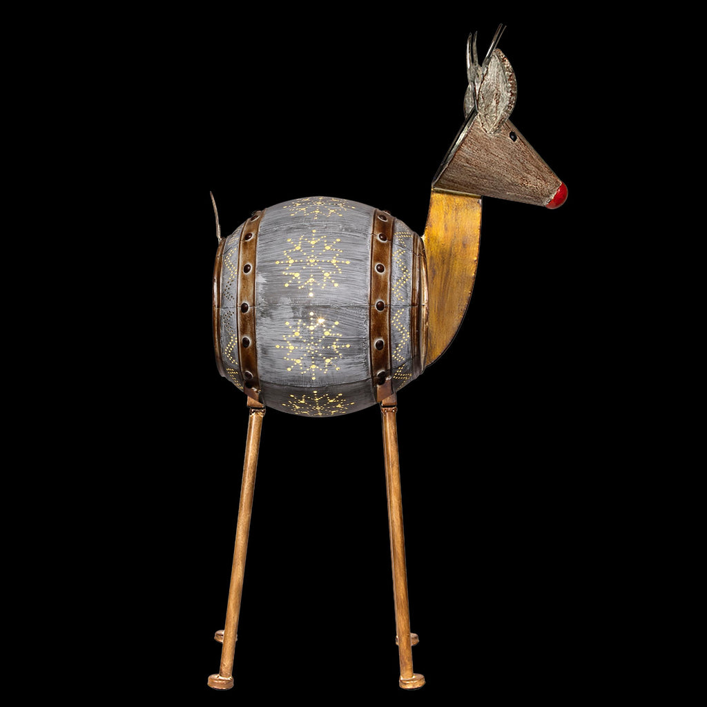 Alpine Corporation Metallic Barreled Reindeer With Warm White LED Lights