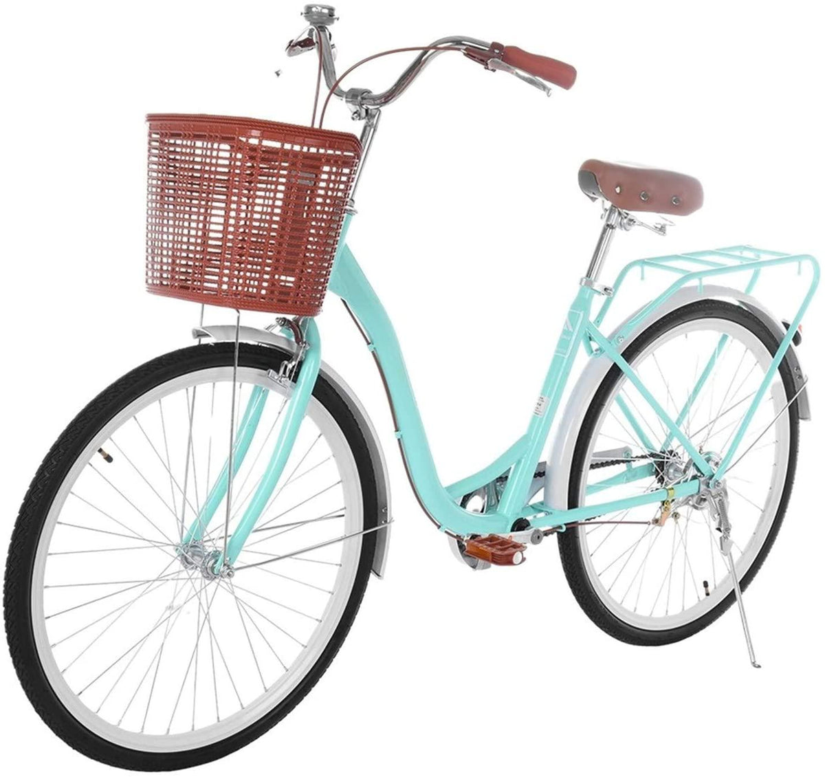 Huidiea Women's Single Speed Cruiser Bicycle, Coral w/Colorful Seat/Grips, 26" Wheels/17 Frame