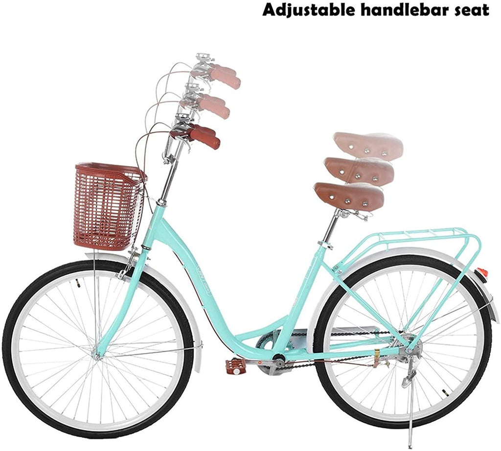 Micozy 26-Inch Womens Bikes Beach Cruiser Bike with Basket Classic Bicycle Retro Bicycle Single Speed Bicycle Commuter Bicycle with Comfortable Seats and Back Seats Fits 5'2''-5'10'' [US in Stock]