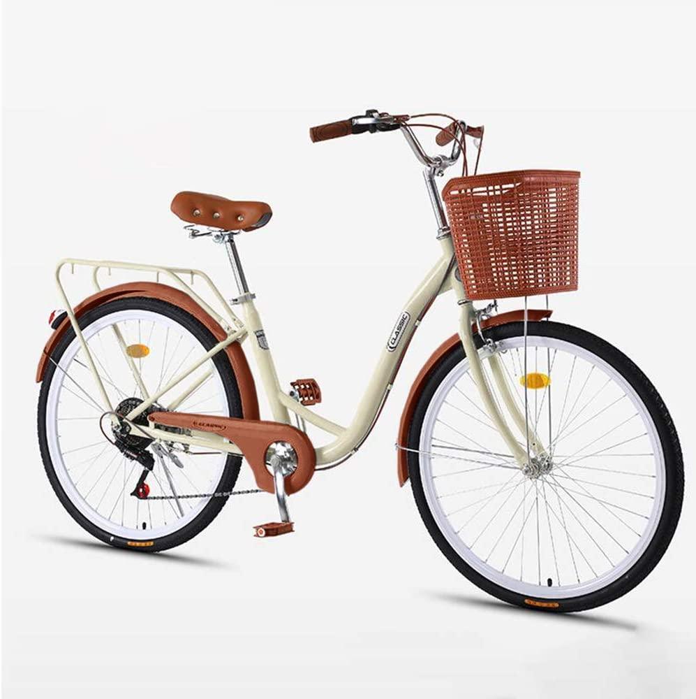Beach Cruiser Bike for Women - Classic Cruiser Bike with Baskets - Leisure Vegetable Basket Bike | 26 Inch Women's Cruiser Bike Retro Bicycle - Leisure Picnics &amp; Shopping