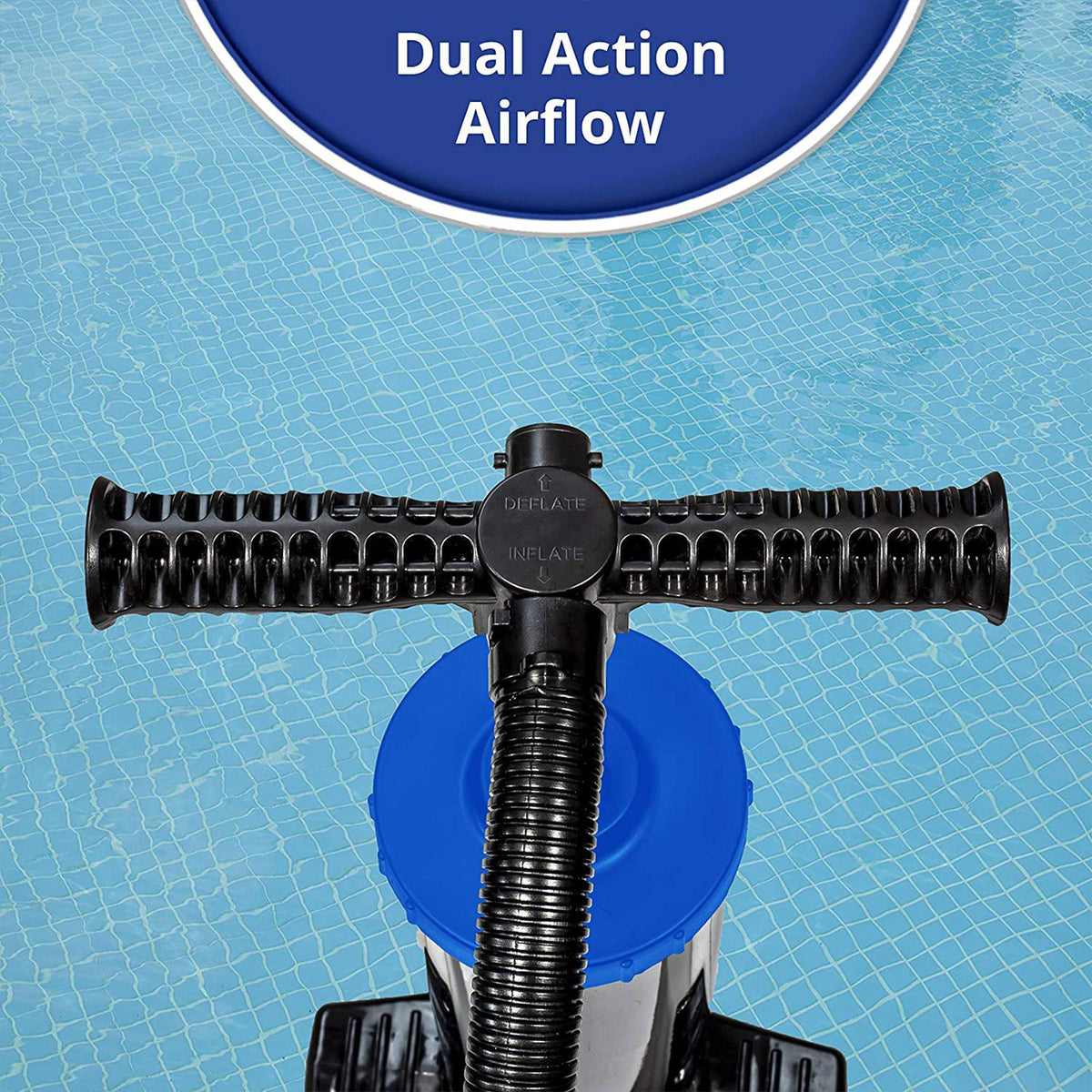 Aqua Key West Ultra Cushioned Comfort Lounge Swimming Pool Float with Pillow &amp; Dual Action Hand Pump with 4 Nozzle Adapters