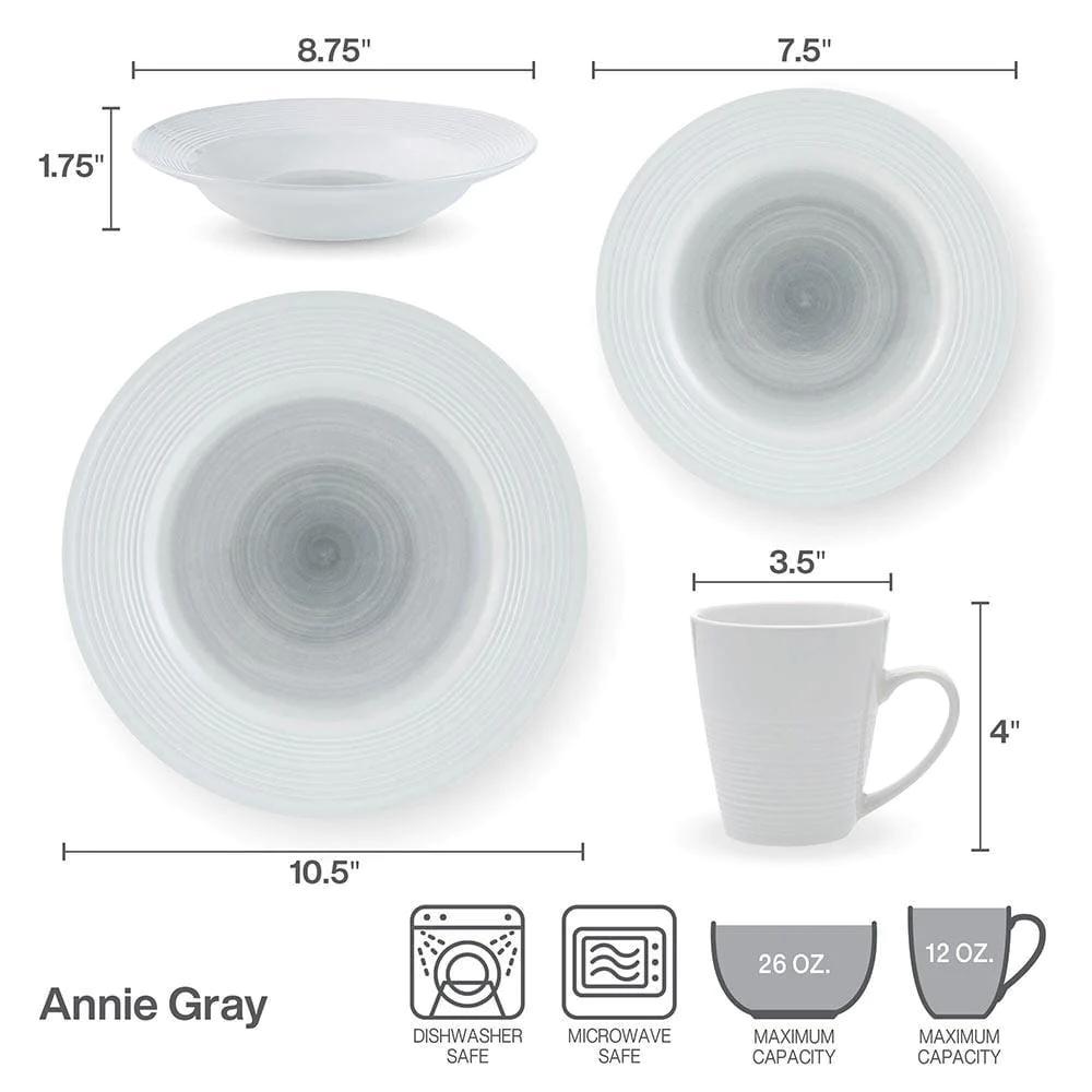 Annie Gray 16 Piece Dinnerware Set, Service for 4