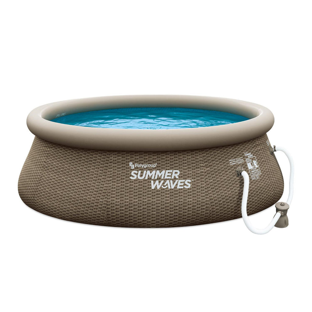 Summer Waves 10ft x 36in Quick Set Above Ground Inflatable Outdoor Swimming Pool with Filter Pump, Replacement Cartridge, and