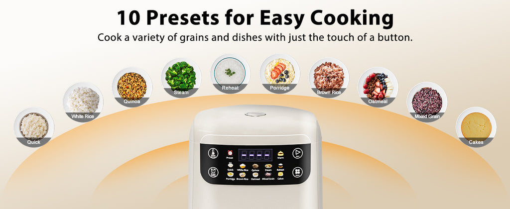 Portable Digital Rice Cooker, 6-Cup (Uncooked)/12-Cup (Cooked) Small Rice Maker with Steaming Basket, Mini Rice Cooker with 2L Removable Nonstick Inner Pot, 10 Menu Options, Auto Keep Warm, 24 Hour Delay Timer, White