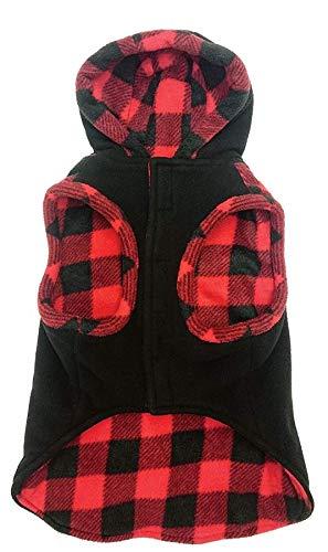 Outdoor Dog Toggle Plaid Trim Dog Coat - Black (5 Pack)