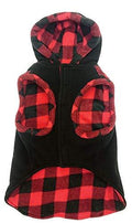 Outdoor Dog Toggle Plaid Trim Dog Coat - Black (5 Pack)