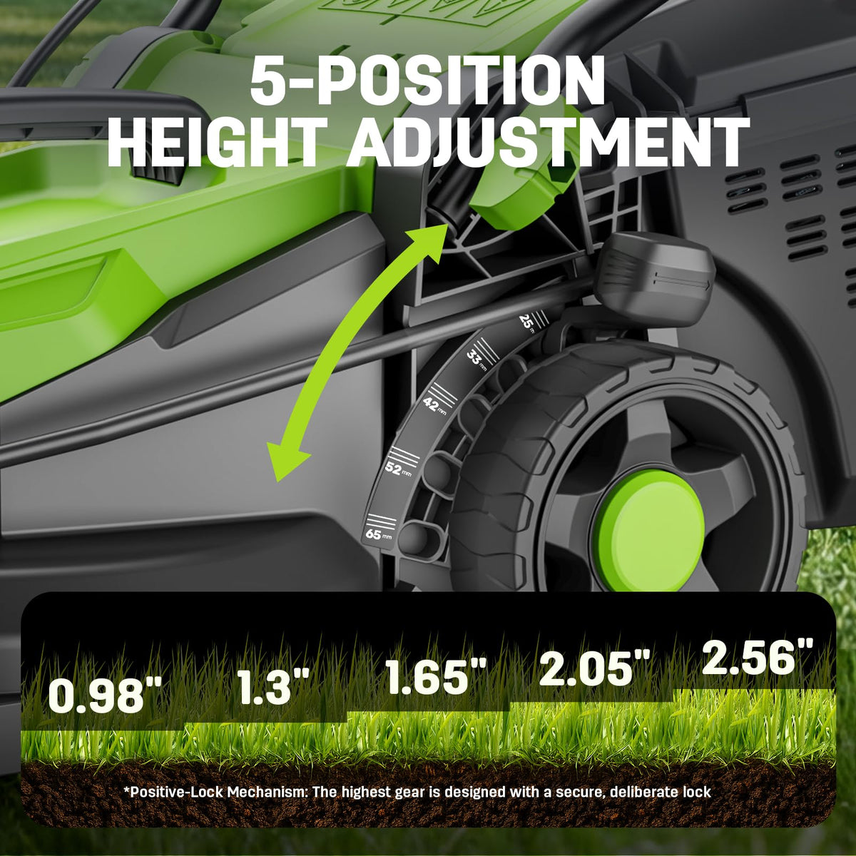 Corded Lawn Mower, 13-Inch Electric Lawn Mower with 1300W Motor, 5-Position Height Adjustment, 8-Gallon Grass Collection Bag, Lightweight Push Mower for Small Lawns