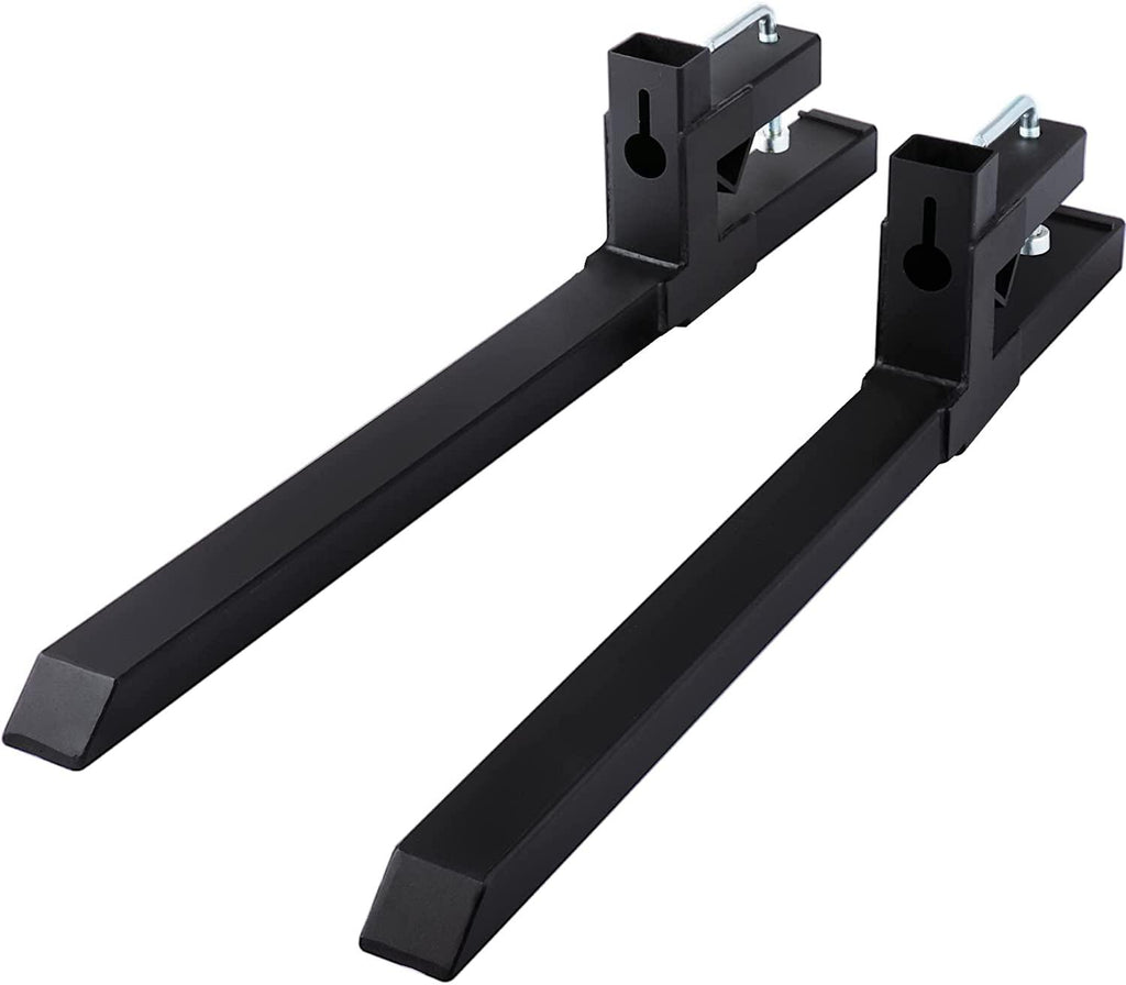 mophorn pallet forks 33.5" 2000 lbs max, clamp on tractor bucket forks 46.9" total length, heavy duty front loader forks, fork attachment for skid steer,loader bucket
