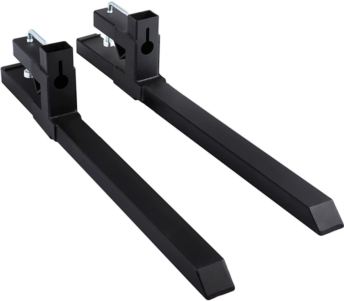 mophorn pallet forks 33.5" 2000 lbs max, clamp on tractor bucket forks 46.9" total length, heavy duty front loader forks, fork attachment for skid steer,loader bucket