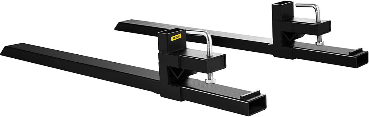 mophorn pallet forks 33.5" 2000 lbs max, clamp on tractor bucket forks 46.9" total length, heavy duty front loader forks, fork attachment for skid steer,loader bucket