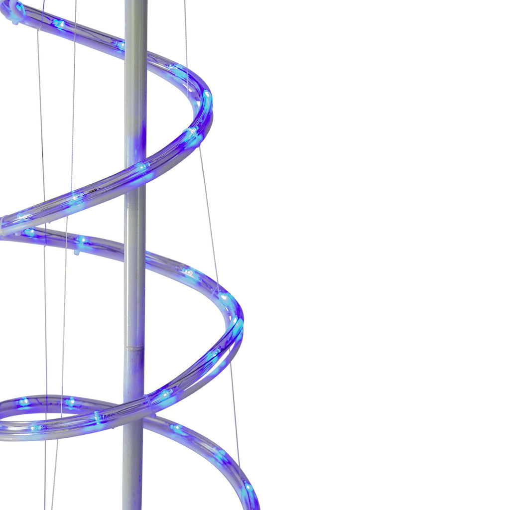 7? Blue Spiral Rope Light Tree with Star Tree Topper Christmas Yard Decor