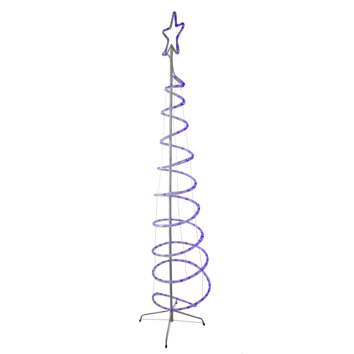 7? Blue Spiral Rope Light Tree with Star Tree Topper Christmas Yard Decor