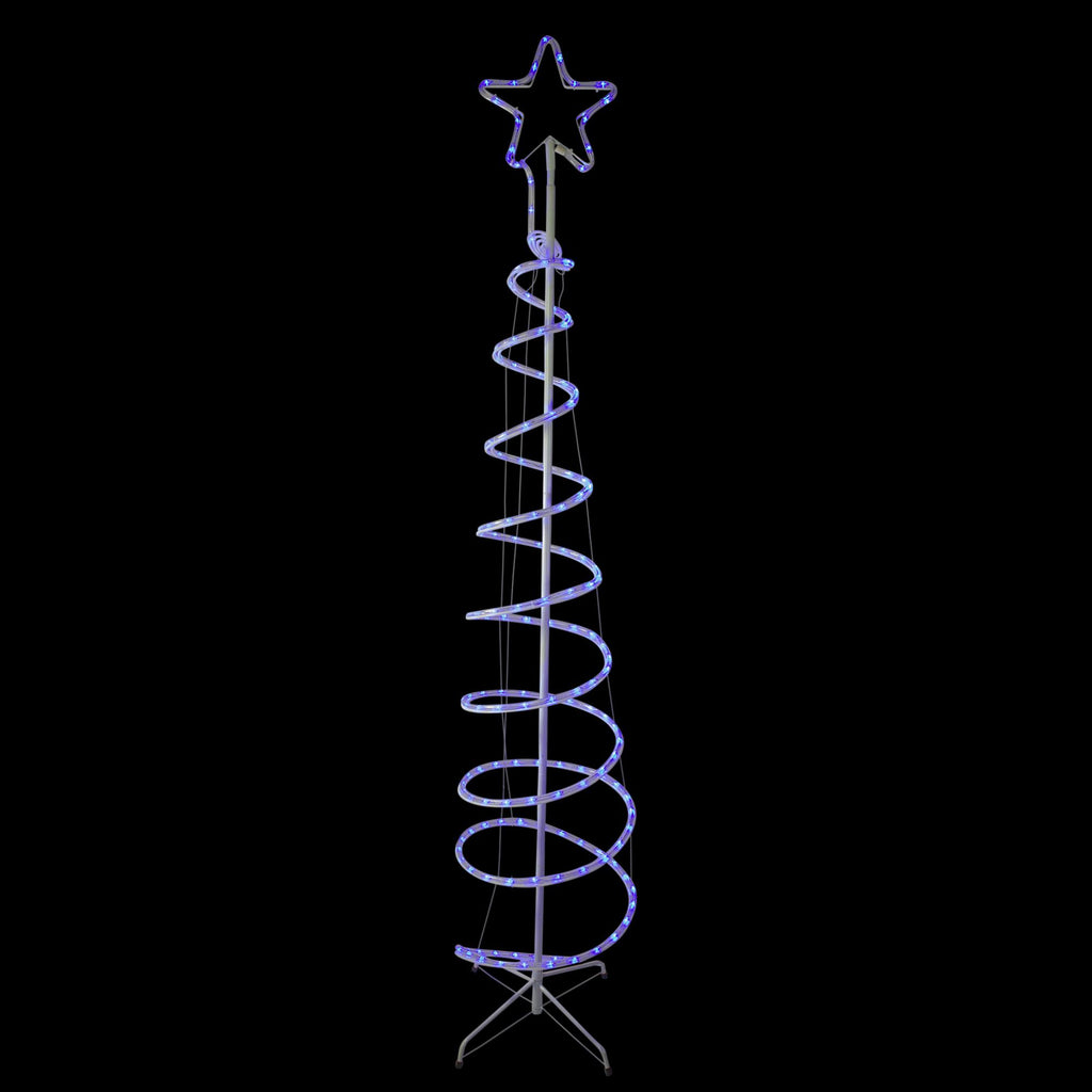 7? Blue Spiral Rope Light Tree with Star Tree Topper Christmas Yard Decor