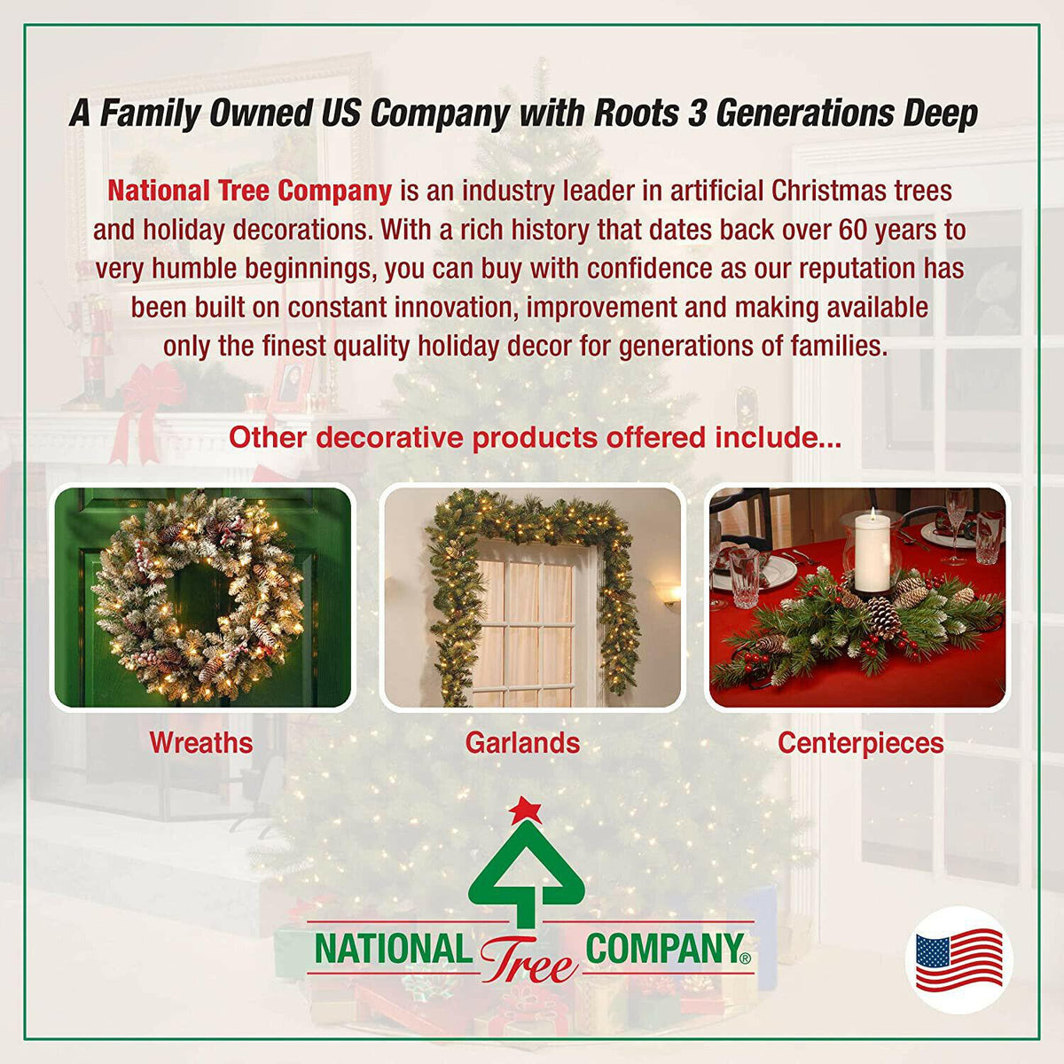 National Tree Company Feel Real 6.5 Ft Artificial Prelit Christmas Tree w/ Base