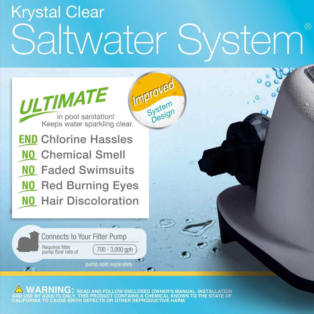 intex 3000 gph pool sand filter pump w/krystal clear saltwater system