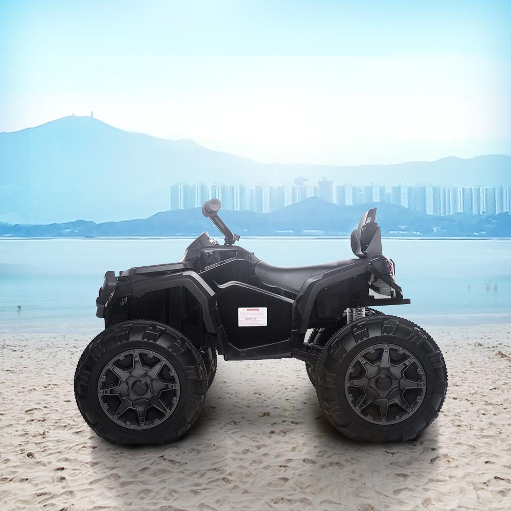 Kids Ride ON Toys 12 Volt Car, Battery Powered Quad Ride ON Cars, 4-Wheeler ATV Ride ON Toy w/ 2 Speed, LED Lights, AUX Jack, Radio, Electric Motorcycle for Boys / Girls, 3-8 Years Old, Black, W1846