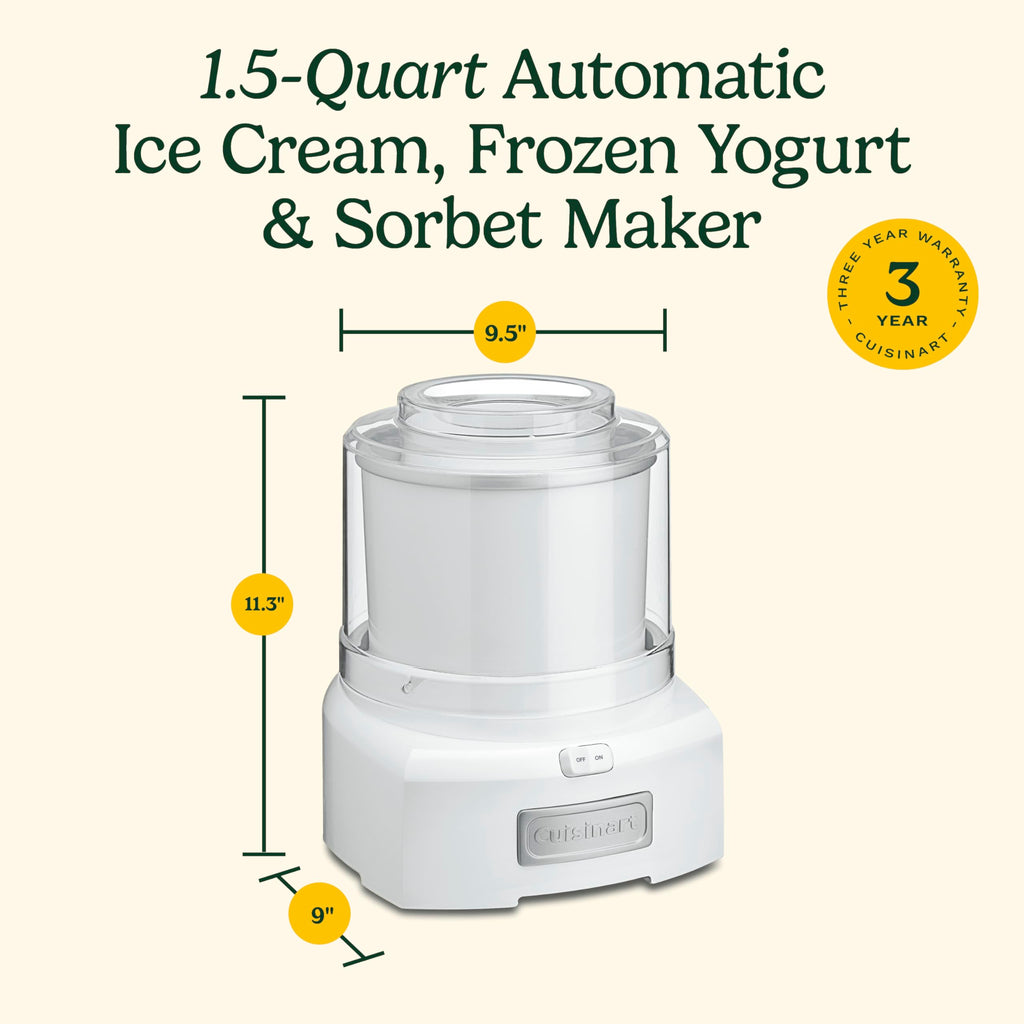 Ice Cream Maker Machine, 1.5 Quart Double Insulated Machine, Sorbet and Frozen Yogurt Maker, Ready in 20 Minutes, ICE-21RP1, Red